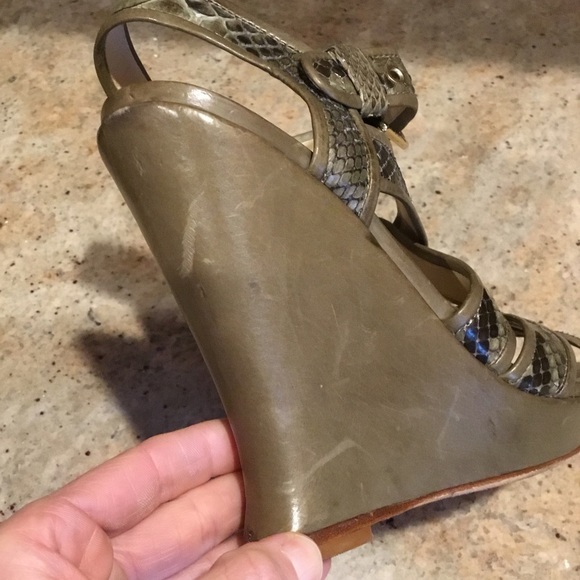 Alexandre Birman Python Leather Platform Wedge Strappy Sandals - Picture 10 of 16